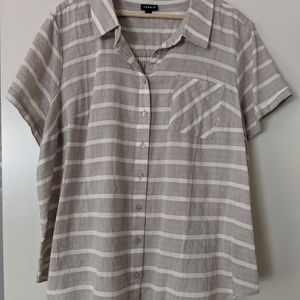 Torrid Striped Light Weight Material Button Top